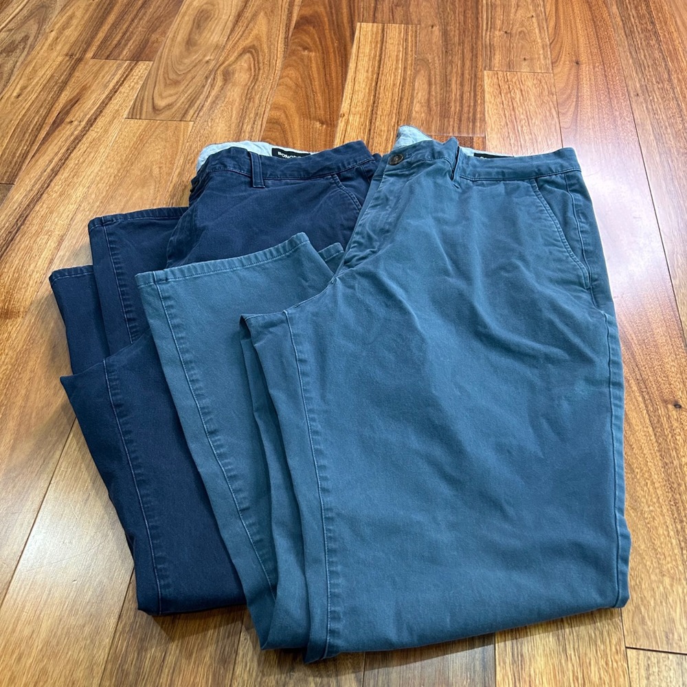 Bonobos Mens Washed Chinos 2 Pack Navy Slate Blue Cotton Pants 40x32